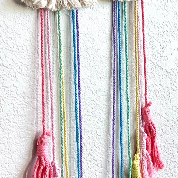 Woven Tasseled Pastel Rainbow Wall Hanging Baby Nursery Children's Room Decor - Picture 7 of 7